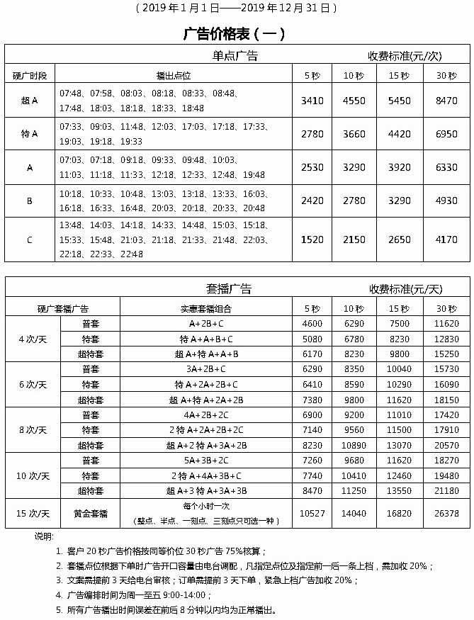 2019西安交通旅游广播单点广告价格