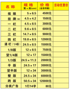 《桂林广播电视报》2015年广告价格