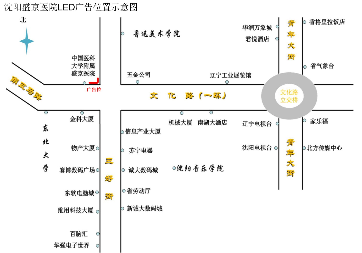 辽宁省沈阳市和平区﻿盛京医院LED显示屏 - 点位图