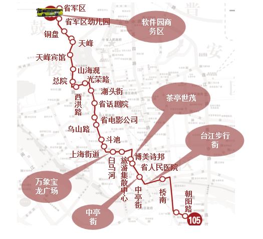 福建省福州市105路3A级公交车车身户外广告 - 点位图