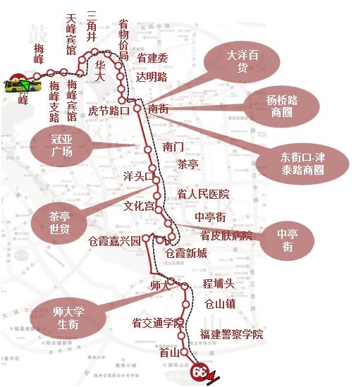 福建省福州市66路5A级公交车车身户外广告 - 点位图