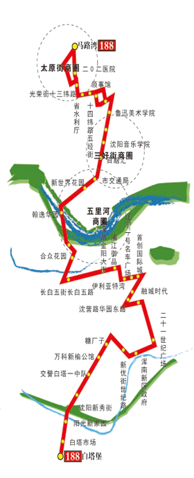 辽宁省沈阳市环路4A级188路公交车车身广告位 - 点位图