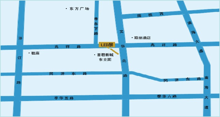 广东省佛山市禅城区普君新城东立面LED显示屏 - 点位图