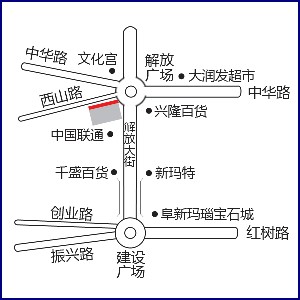 辽宁省阜新市海州区解放广场联通办公楼三面翻广告牌 - 点位图