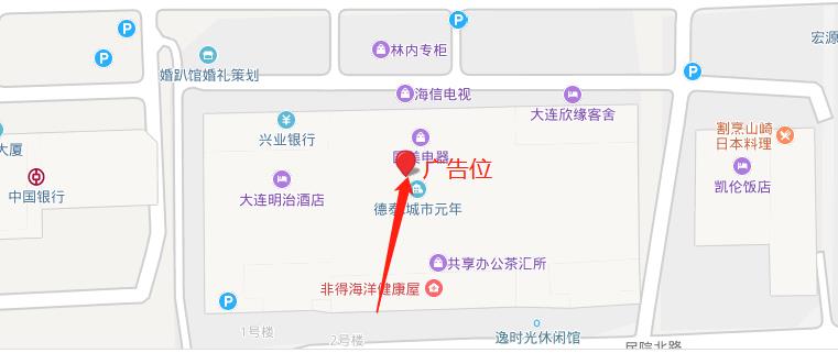 辽宁省大连市金州区﻿金马时代广场户外大牌 - 点位图