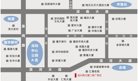 深圳市福田区滨河大道怡兴苑大厦二栋西侧墙体广告位 - 点位图
