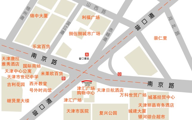 天津市和平区﻿南京路津汇广场LED显示屏 - 点位图