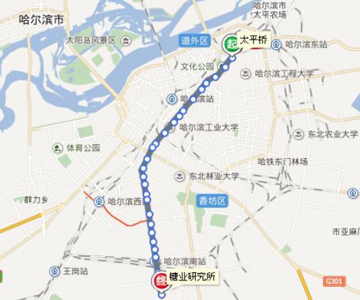黑龙江省哈尔滨市104路黄金级别公交车车身广告 - 点位图