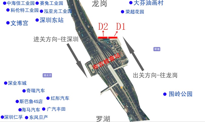 广东省深圳市龙岗区关口布吉检查站户外大牌 - 点位图