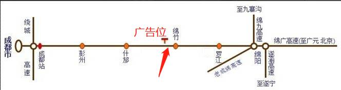 四川省德阳市成绵高速复线K49km绵足收费站前广告牌 - 点位图