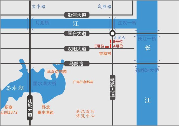 湖北省武汉市汉阳区闽东国际城﻿户外广告牌 - 点位图