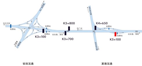 广东广州市广深沿江高速南行夏港互通K5+100大牌 - 点位图