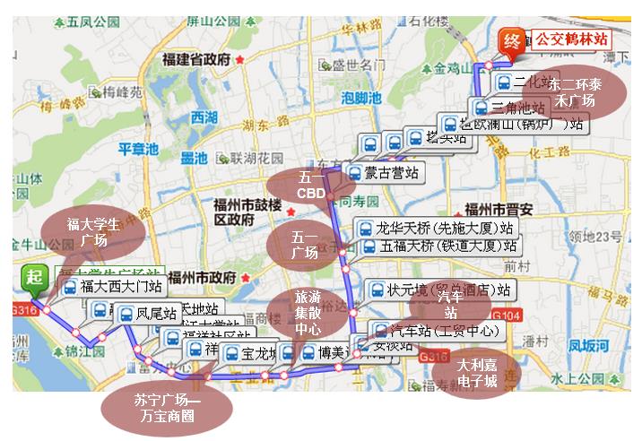 福建省福州市130路3A级公交车车身户外广告 - 点位图