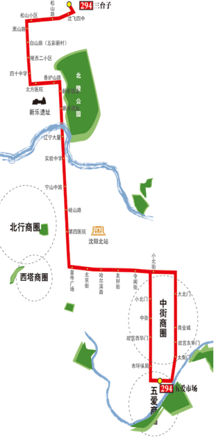 辽宁省沈阳市环路4A级294路公交车车身广告位 - 点位图