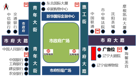 辽宁沈阳市沈河区青年大街市政府广场辽宁大剧院LED广告 - 点位图