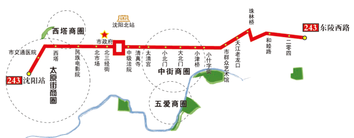 辽宁省沈阳市环路4A级243路公交车车身广告位 - 点位图