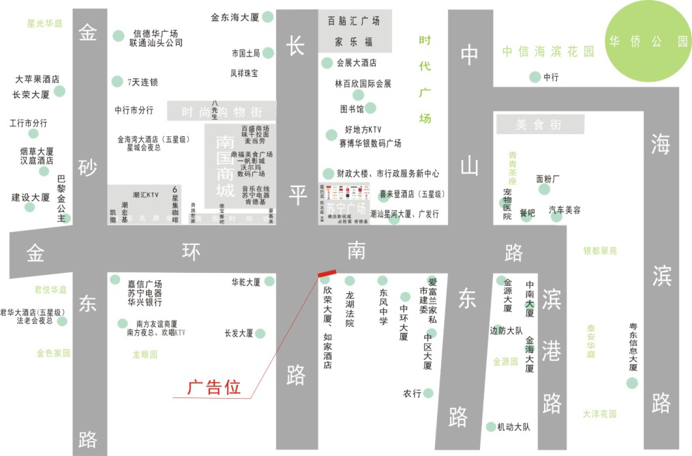 广东汕头市龙湖区长平路与金环路交界欣荣大厦外墙广告 - 点位图