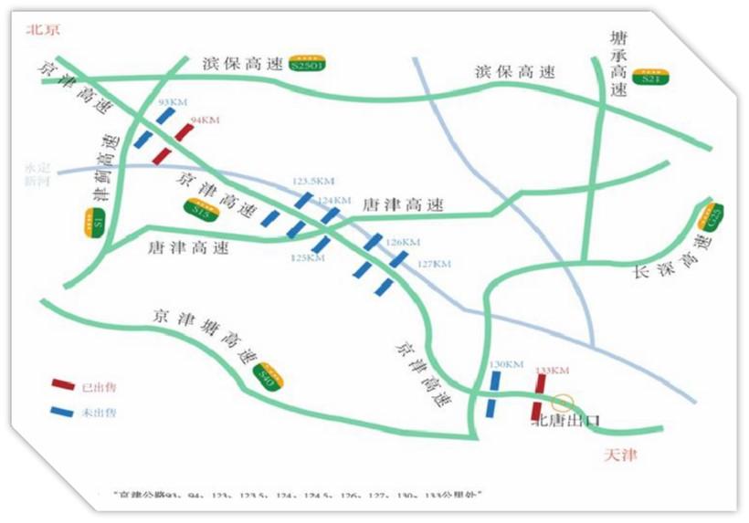 天津市东丽区京津高速区域户外立柱广告牌 - 点位图