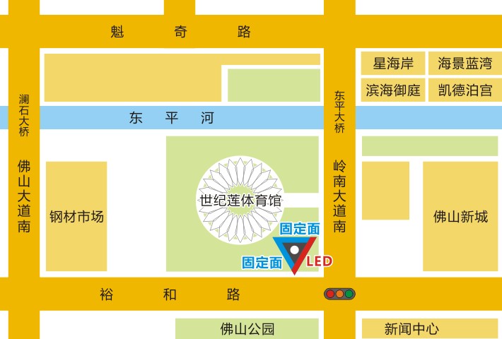 广东省佛山市顺德区﻿东平新城世纪莲LED显示屏 - 点位图