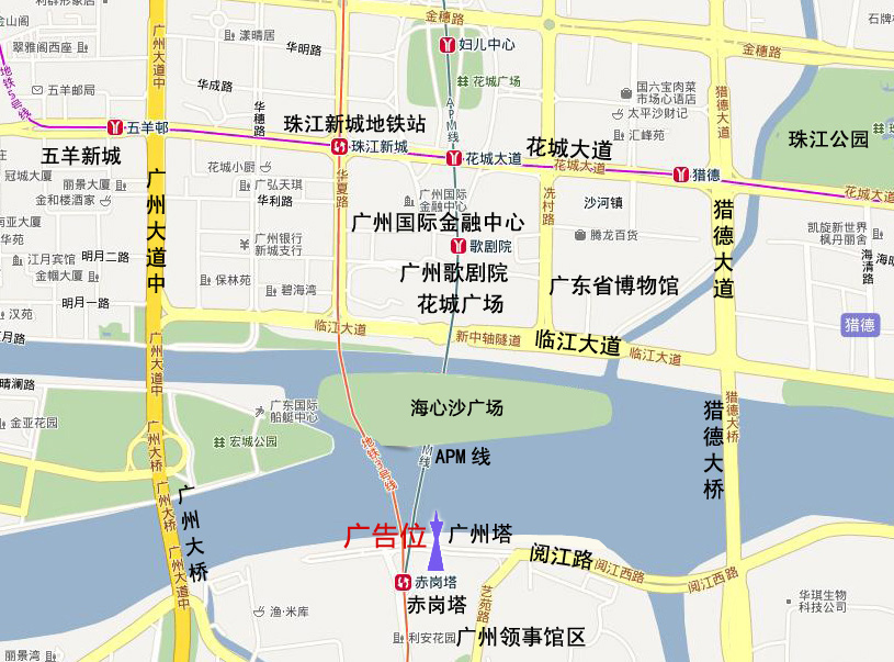 广州市海珠区广州塔城市地标景观LED广告 - 点位图