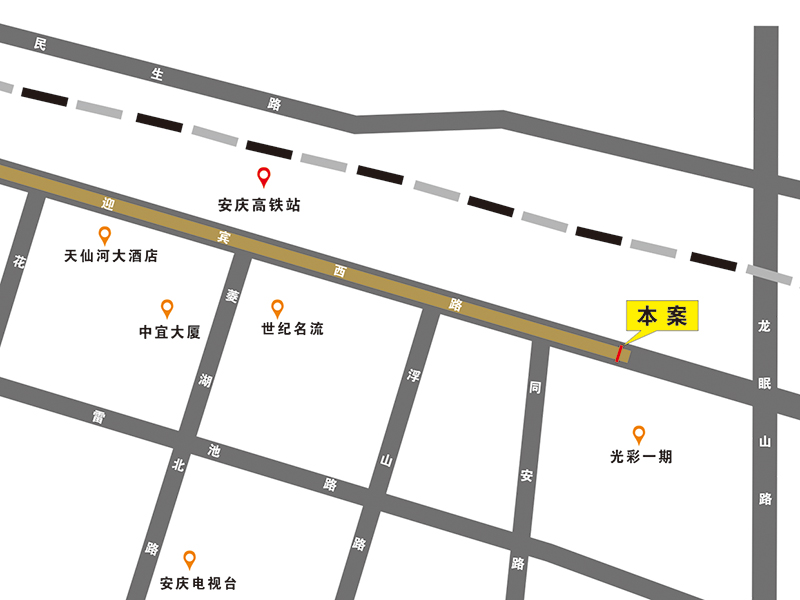 【城区户外】安徽省安庆市迎宾西路隧道东侧跨街户外电子屏广告 - 点位图