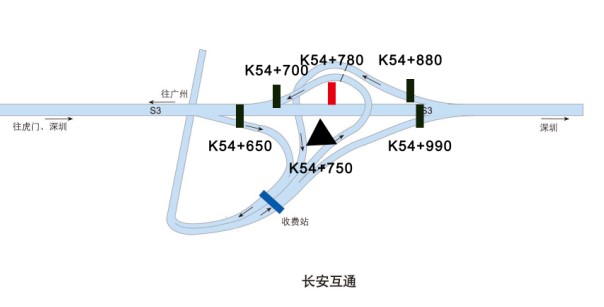 广东东莞市广深沿江高速北行长安互通K54+780大牌 - 点位图