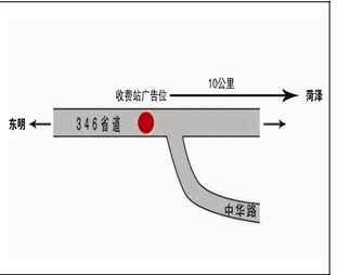 山东菏泽市牡丹区省道346收费站单立柱广告 - 点位图