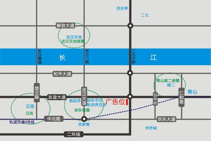 湖北省武汉市武昌区友谊大道与二环线交汇处广告牌 - 点位图