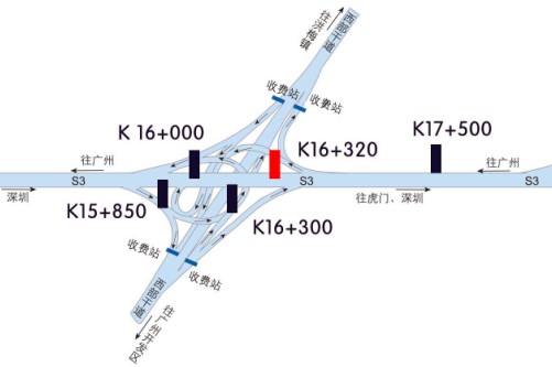 广东东莞市广深沿江高速麻涌互通南行K16+300大牌 - 点位图