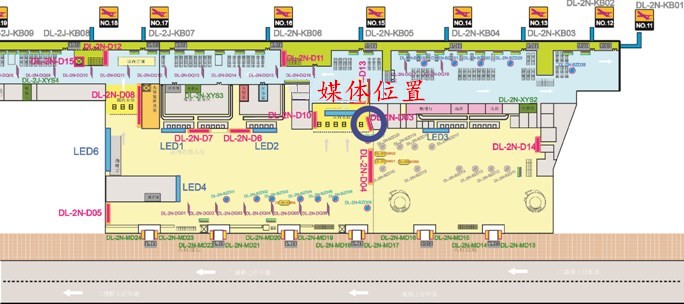 辽宁大连市甘井子区国际机场二层国内出发厅灯箱广告位 - 点位图