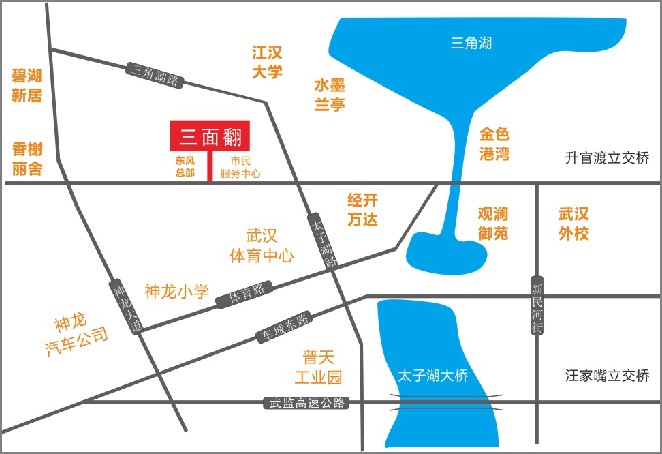 湖北省武汉市蔡甸区东风大道市民中心三面翻立柱广告 - 点位图