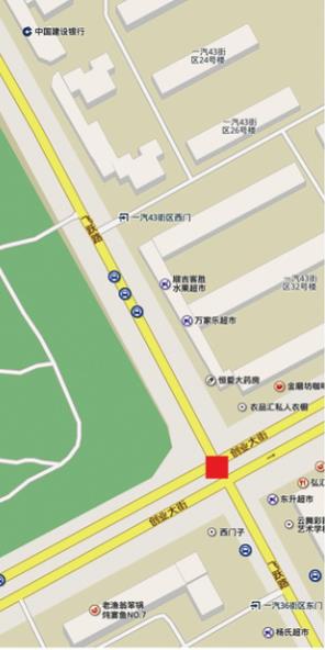 吉林省长春市绿园区飞跃路与创业大街交汇处立柱广告 - 点位图