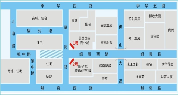 广东省佛山市禅城区﻿新华艺装饰建材城LED显示屏 - 点位图