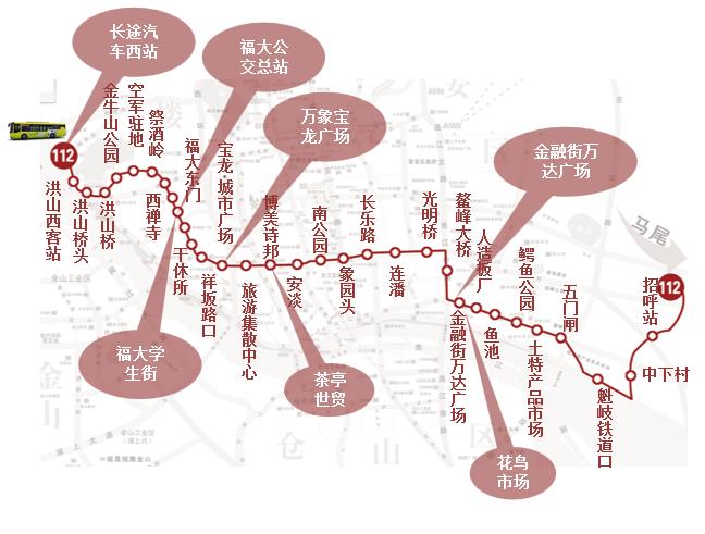 福建省福州市112路4A级公交车车身户外广告 - 点位图