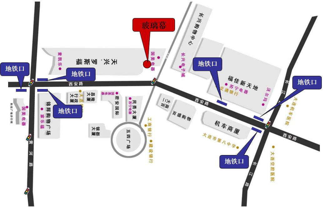 辽宁省大连市沙河口区西安路罗斯福户外大牌 - 点位图