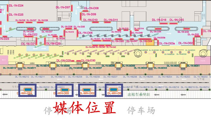 辽宁大连市甘井子区国际机场停车场灯箱广告 - 点位图