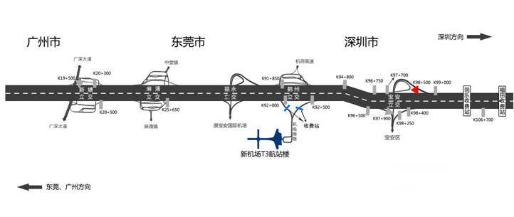 广东省深圳市广深高速宝安出口南行K98+500户外大牌 - 点位图