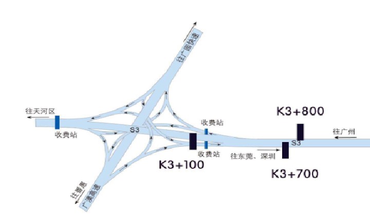 广东广州市广深沿江高速官田互通（南行）K3+700大牌 - 点位图