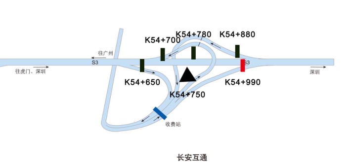 广东东莞市广深沿江高速南行长安互通K54+990大牌 - 点位图