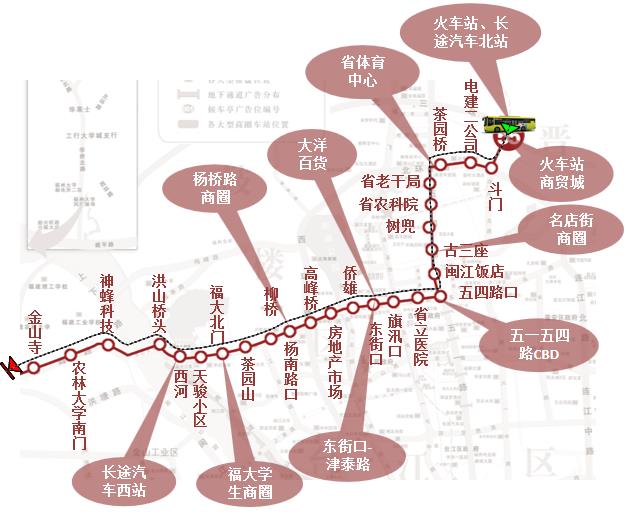 福建省福州市55路5A级公交车车身户外广告 - 点位图