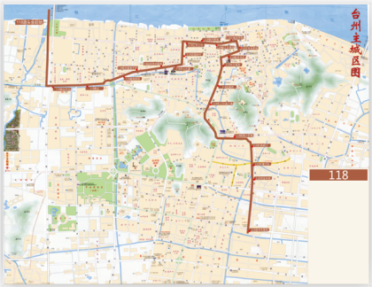 浙江省台州市椒江城区环线3A级118路公交车车身广告位 - 点位图