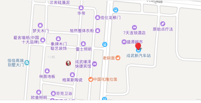 山东省菏泽市成武县大明湖路和吕台路交叉路口汽车站广告 - 点位图