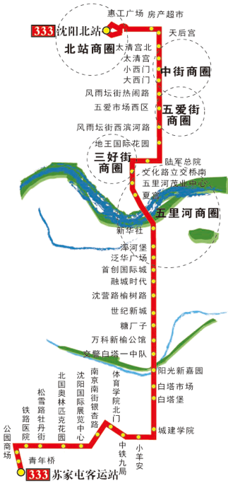 辽宁省沈阳市环路5A级333路公交车车身广告位 - 点位图