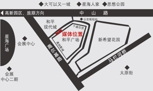 辽宁省大连市沙河口区和平现代城﻿墙体户外大牌 - 点位图