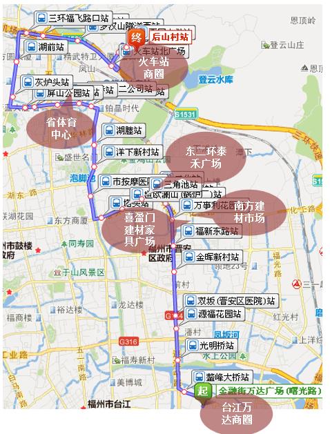 福建省福州市153路4A级公交车车身户外广告 - 点位图