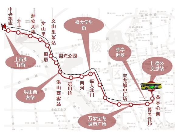 福建省福州市38路2A级公交车车身户外广告 - 点位图