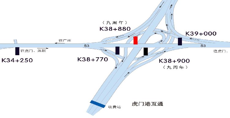 广东东莞市广深沿江高速南行虎门港互通K38+770大牌 - 点位图