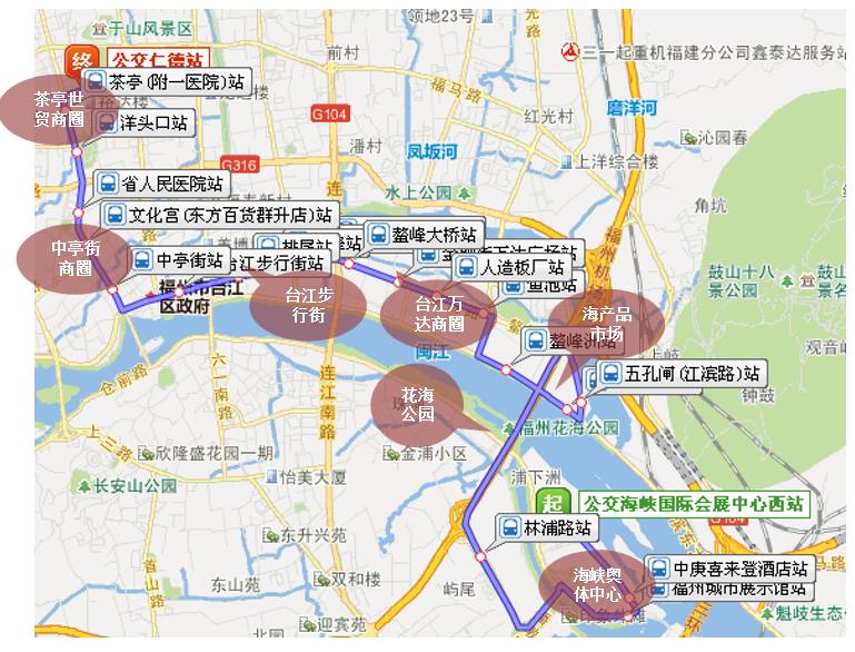 福建省福州市136路2A级公交车车身户外广告 - 点位图