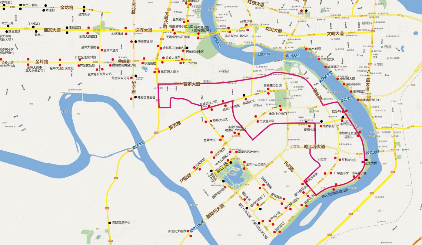 江西省赣州市29路3A级公交车车身户外广告 - 点位图