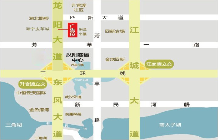 湖北省武汉市汉阳区海宁皮革城对面单立柱广告牌 - 点位图